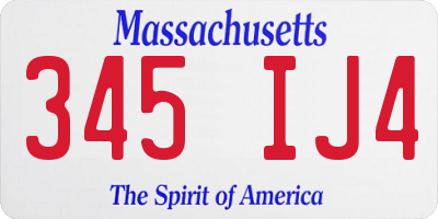 MA license plate 345IJ4