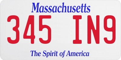 MA license plate 345IN9