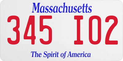 MA license plate 345IO2