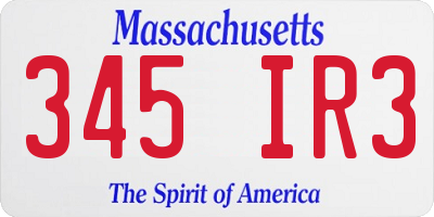 MA license plate 345IR3