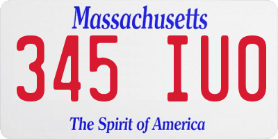 MA license plate 345IU0