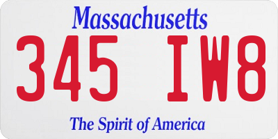 MA license plate 345IW8