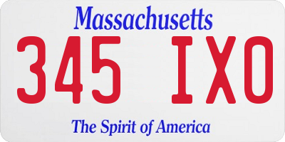 MA license plate 345IX0
