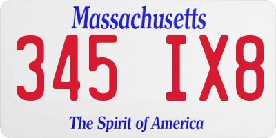 MA license plate 345IX8