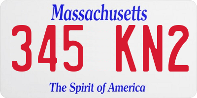 MA license plate 345KN2