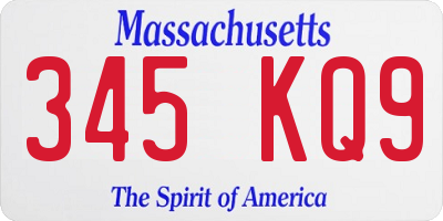 MA license plate 345KQ9