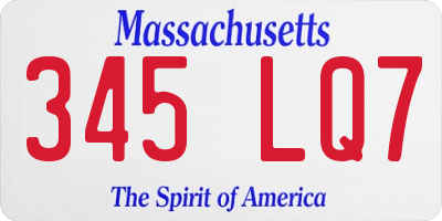 MA license plate 345LQ7