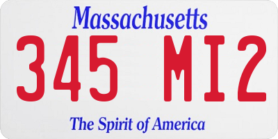 MA license plate 345MI2