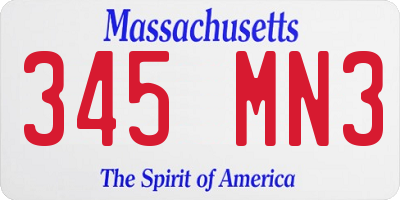 MA license plate 345MN3
