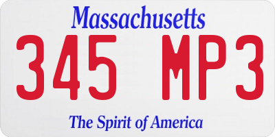 MA license plate 345MP3