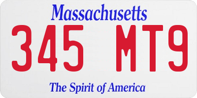 MA license plate 345MT9