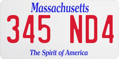 MA license plate 345ND4