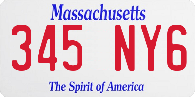 MA license plate 345NY6