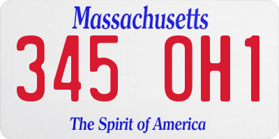MA license plate 345OH1