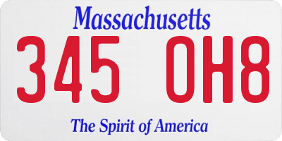 MA license plate 345OH8