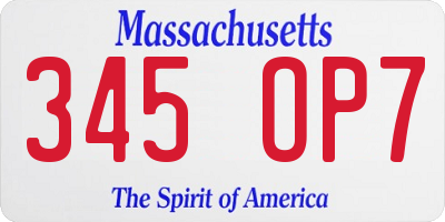 MA license plate 345OP7