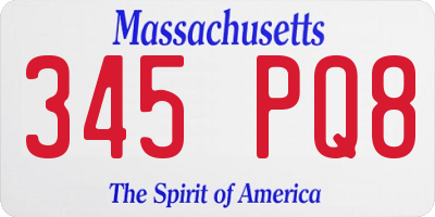 MA license plate 345PQ8