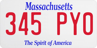 MA license plate 345PY0