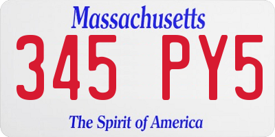 MA license plate 345PY5