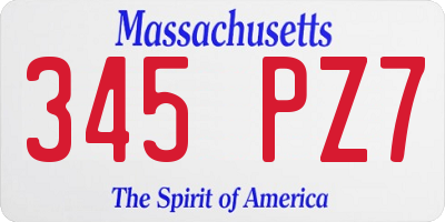 MA license plate 345PZ7