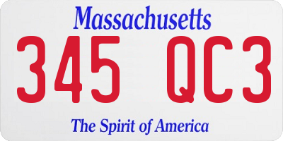 MA license plate 345QC3