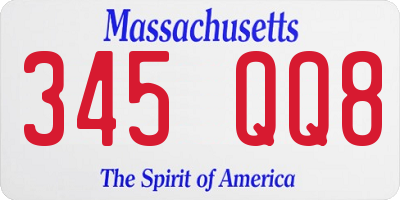 MA license plate 345QQ8