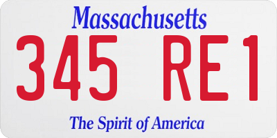 MA license plate 345RE1