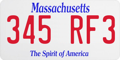 MA license plate 345RF3