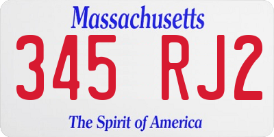 MA license plate 345RJ2