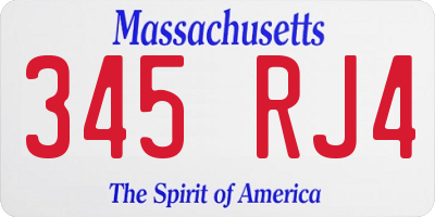 MA license plate 345RJ4