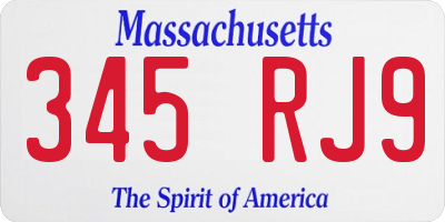 MA license plate 345RJ9