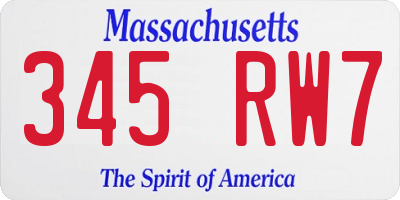 MA license plate 345RW7
