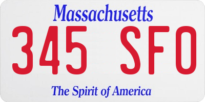 MA license plate 345SF0