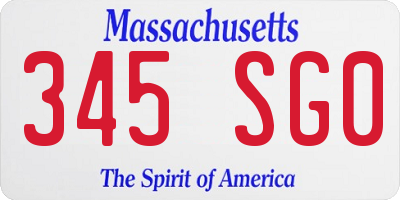 MA license plate 345SG0