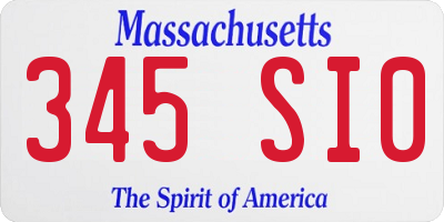 MA license plate 345SI0