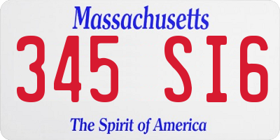 MA license plate 345SI6