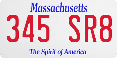 MA license plate 345SR8