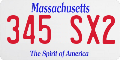 MA license plate 345SX2