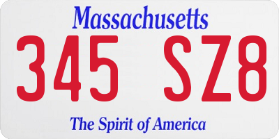 MA license plate 345SZ8