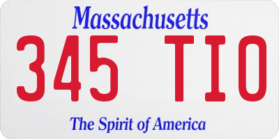 MA license plate 345TI0