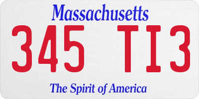 MA license plate 345TI3