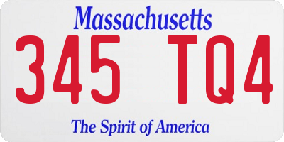 MA license plate 345TQ4
