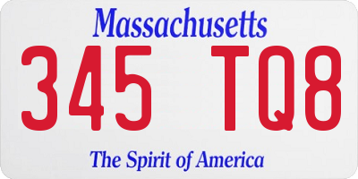 MA license plate 345TQ8