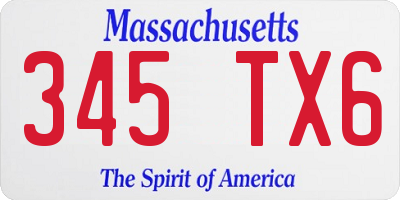 MA license plate 345TX6