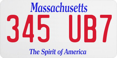 MA license plate 345UB7