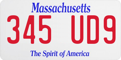 MA license plate 345UD9