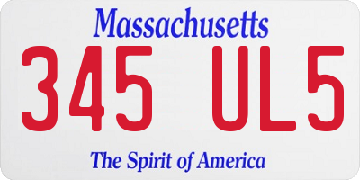 MA license plate 345UL5