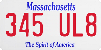 MA license plate 345UL8