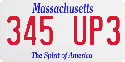 MA license plate 345UP3