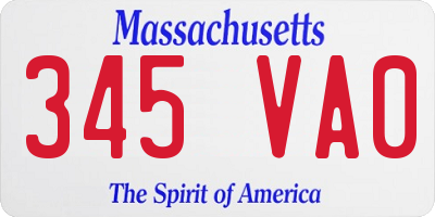 MA license plate 345VA0
